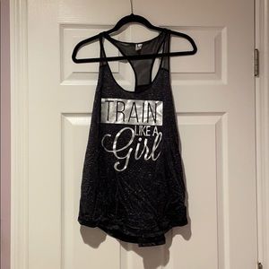 “Train like a girl” work out tank- women’s